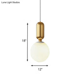 Modern Black/Gold/White Ball Pendant Light With Milky Glass Led - 1 6’/8’/12’ Wide Ceiling Fixture