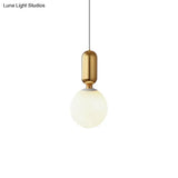Modern Black/Gold/White Ball Pendant Light With Milky Glass Led - 1 6’/8’/12’ Wide Ceiling Fixture
