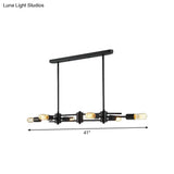 Modern Black Hanging Chandelier: Restaurant Exposed Bulb Island Light 6/8 Lights Metallic Finish