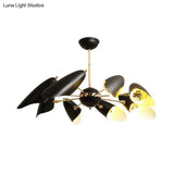 Modern Black Iron Chandelier Bevel Cut Design 8 Bulbs Ceiling Pendant Lamp for Living Room Black