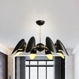 Modern Black Iron Chandelier Bevel Cut Design 8 Bulbs Ceiling Pendant Lamp for Living Room Black