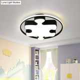 Modern Black Jigsaw Led Ceiling Light Fixture For Bedroom - Warm/White Acrylic Flush Mount