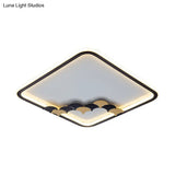 Modern Black Led Ceiling Flush Mount With Leaf/Geometric Design
