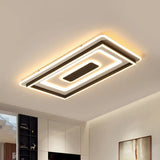 Modern Black Led Ceiling Lamp - Tiered Rectangle Design Flush-Mount Light Fixture For Sitting Room