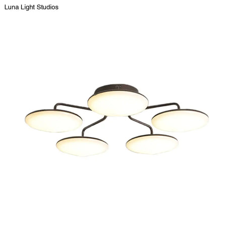 Modern Black Led Ceiling Mount Light With Curved Acrylic Branches - Perfect For Bedrooms
