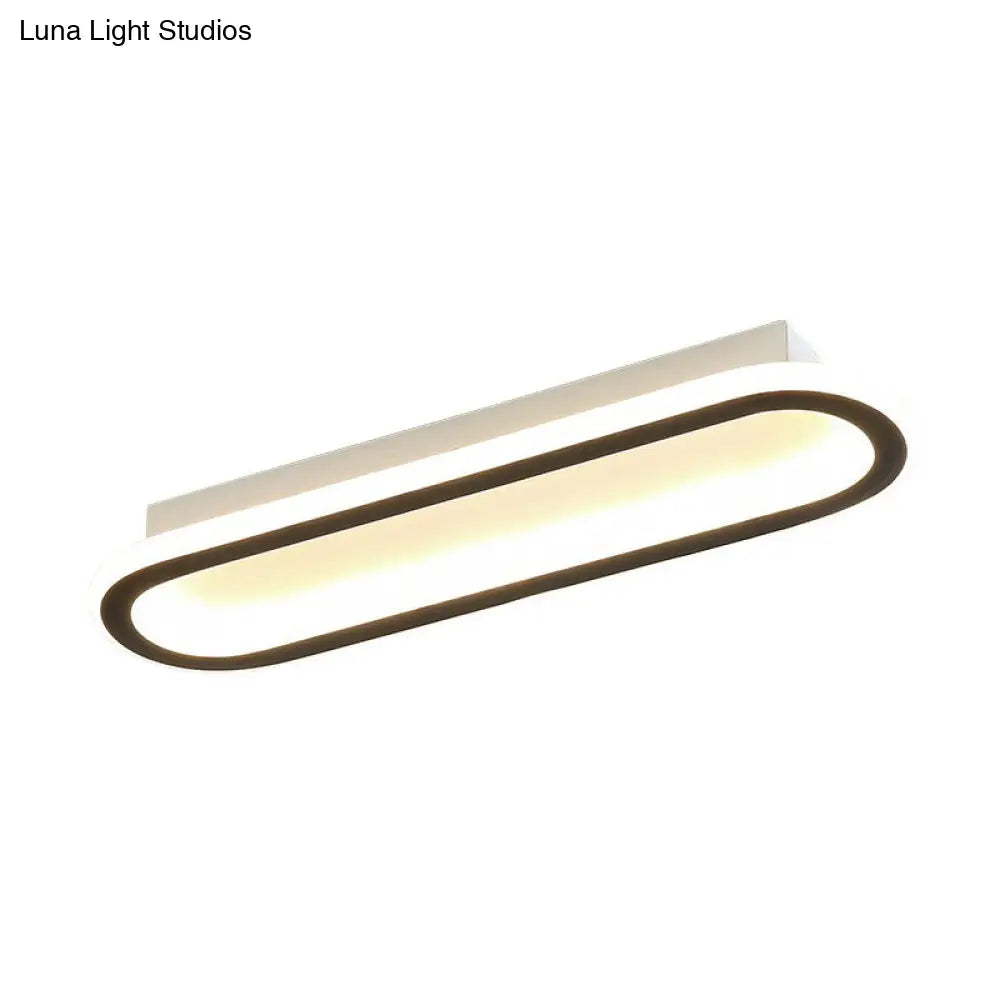 Modern Black Led Flush Ceiling Light For Corridors - Linear Acrylic Design