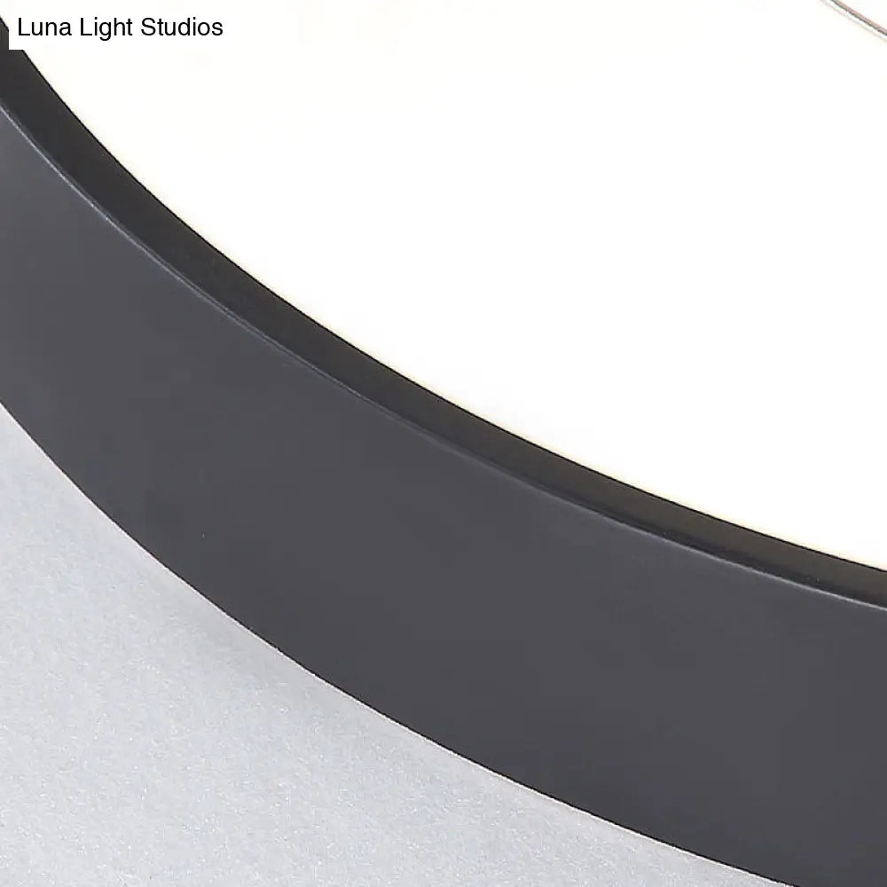 Modern Black Led Flush Mount Bedroom Lamp With Acrylic Circle Shade 16’/19.5’ Wide
