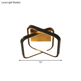 Modern Black Led Flush Mount Ceiling Lamp For Corridor - Double Rectangle Design With Aluminum
