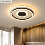 Modern Black Led Flush - Mount Ceiling Lamp With Acrylic Shade - Living Room Light White/3 Color