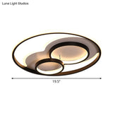 Modern Black Led Flush Mount Ceiling Lamp With Multi - Ring Acrylic Design In Warm/White Light -