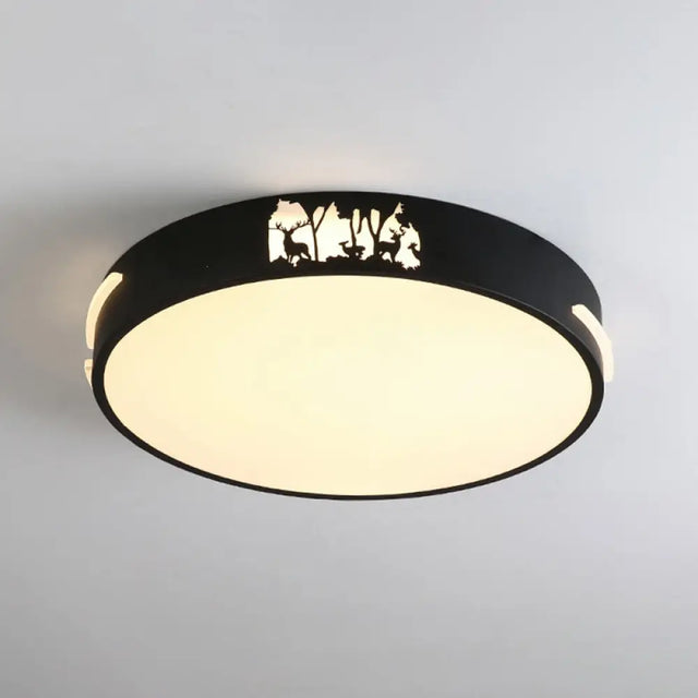 Modern Black Led Flush Mount Ceiling Light Fixture 16/19.5 Wide White/Warm