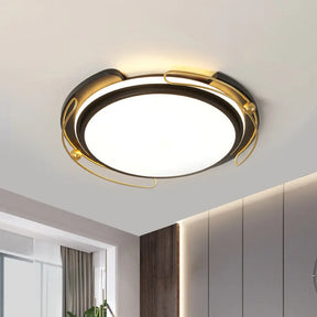 Modern Black Led Flush Mount Ceiling Light With Acrylic Shade - 16’/19.5’ Wide / 16’