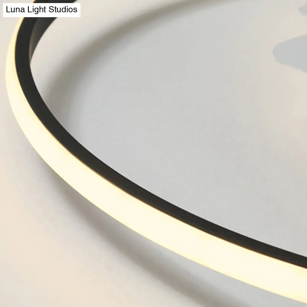 Modern Black Led Flush Mount Lamp For Adult Bedroom - Creative Acrylic Ceiling Light