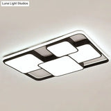 Modern Black Led Flushmount Ceiling Light: Splicing Square Aluminum Design / 25 White