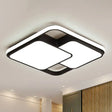 Modern Black Led Flushmount Ceiling Light: Splicing Square Aluminum Design / 19.5’ White
