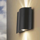 Modern Black Led Patio Sconce Lamp - 2/4/6-Light Flush Mount Wall Light With Wavy Metal Shade