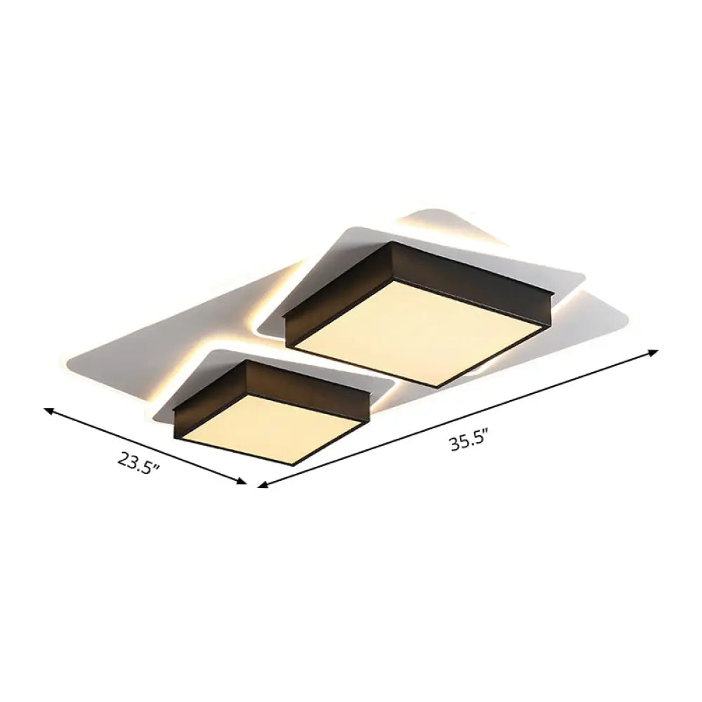 Modern Black Led Square Acrylic Flush Mount Ceiling Lighting Warm/White Light