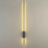 Modern Black Led Wall Sconce For Living Room - Stylish Metallic Fixture / Linear Canopy 39