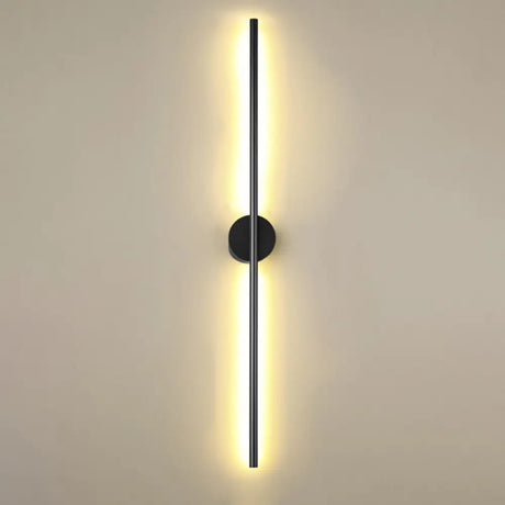 Modern Black Led Wall Sconce For Living Room - Stylish Metallic Fixture / Round Canopy 31.5