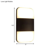 Modern Black Led Wall Sconce Light: Rectangular Metal Fixture Warm/White Glow