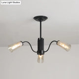 Modern Black Metal Branch Chandelier Light With Glass Tapered Shade - Perfect For Living Room