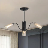 Modern Black Metal Branch Chandelier Light With Glass Tapered Shade - Perfect For Living Room