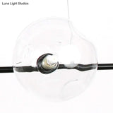 Modern Black Metal Chandelier With Glass Bubble Shade 6-Light Restaurant Hanging Pendant For Stylish