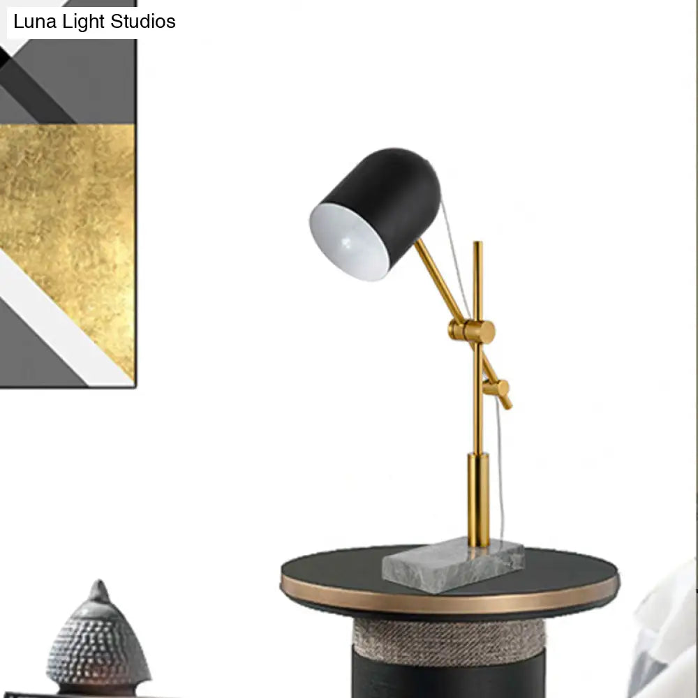 Modern Black Metal Cylinder Table Light - Small Desk Lamp With Rotating Node