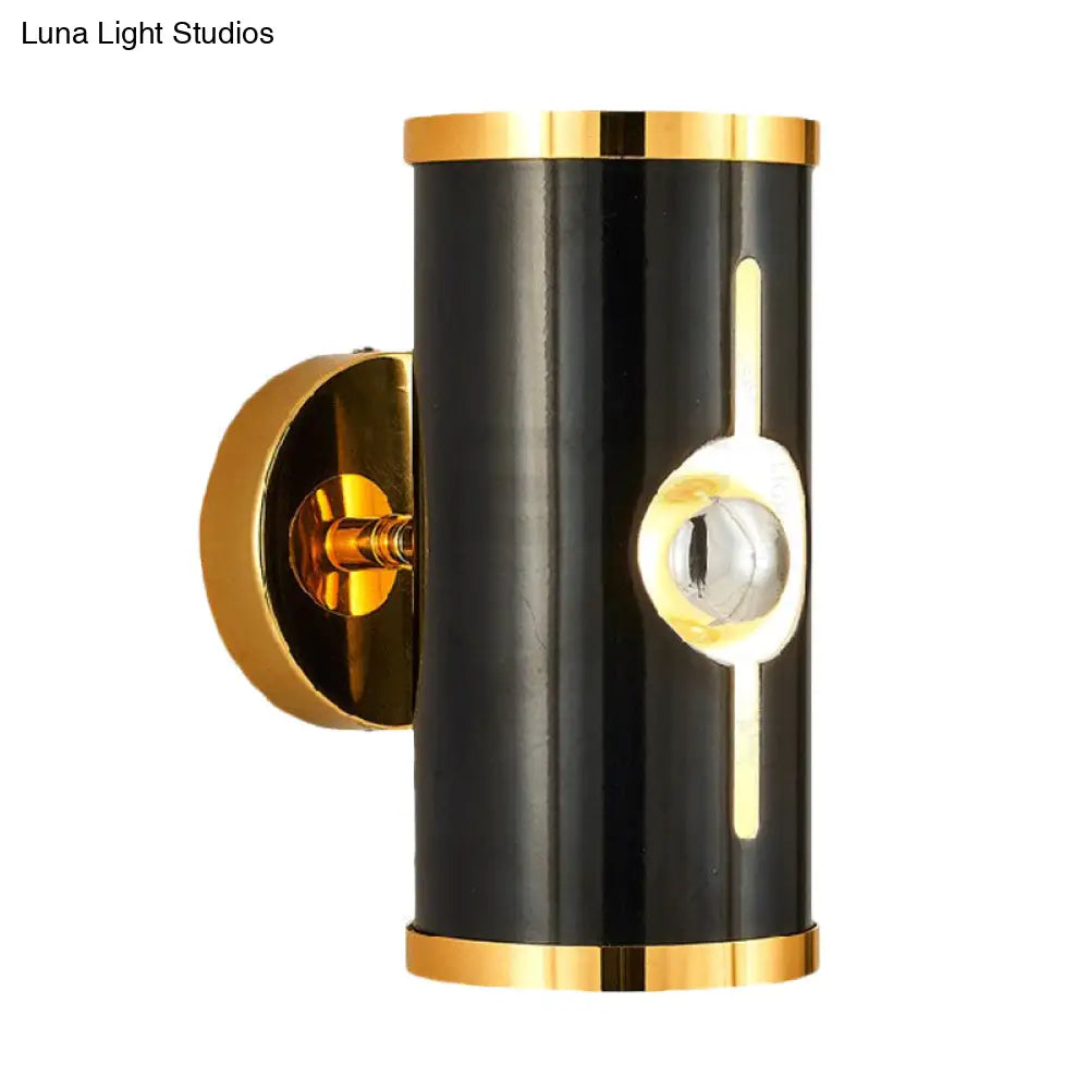 Modern Black Metal Cylinder Wall Sconce - 1 Head Up And Down Lighting