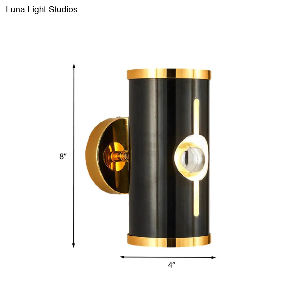 Modern Black Metal Cylinder Wall Sconce - 1 Head Up And Down Lighting