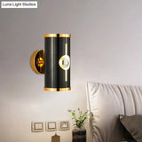 Modern Black Metal Cylinder Wall Sconce - 1 Head Up And Down Lighting