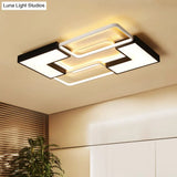 Modern Black Metal Led Ceiling Flush Light: Simple Square/Rectangular Fixture For Bedroom -