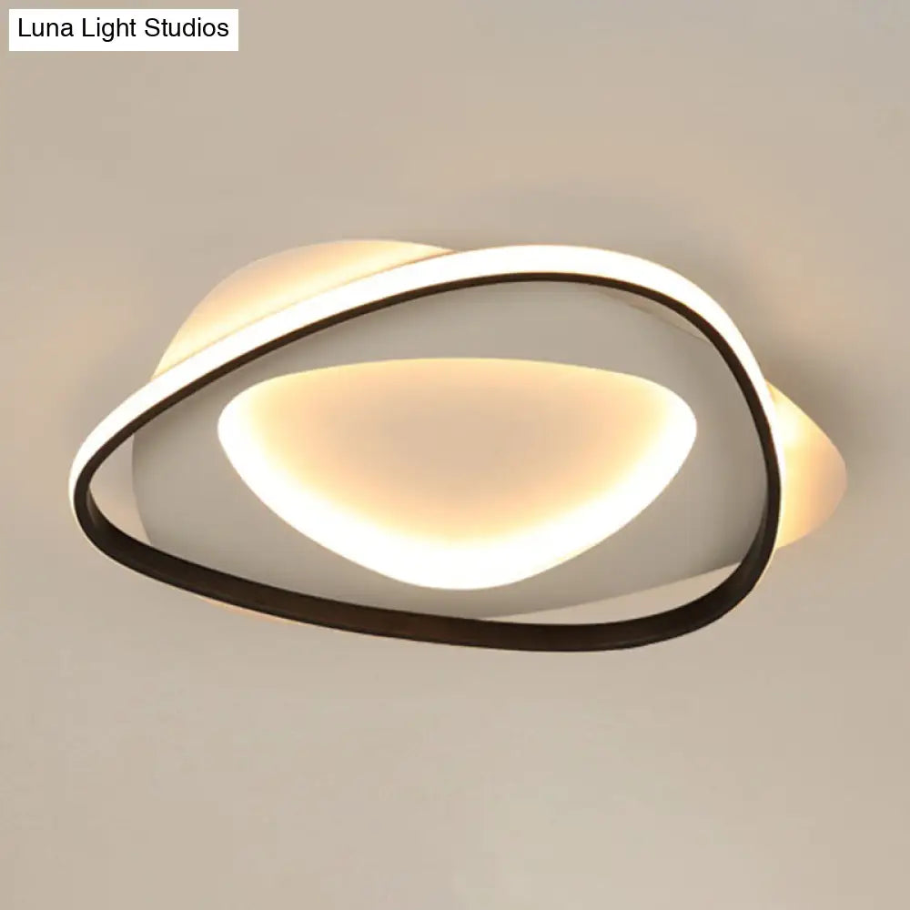Modern Black Metal Led Triangle Flush Mount Ceiling Light For Bedroom