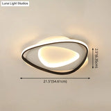 Modern Black Metal Led Triangle Flush Mount Ceiling Light For Bedroom