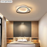 Modern Black Metal Led Triangle Flush Mount Ceiling Light For Bedroom