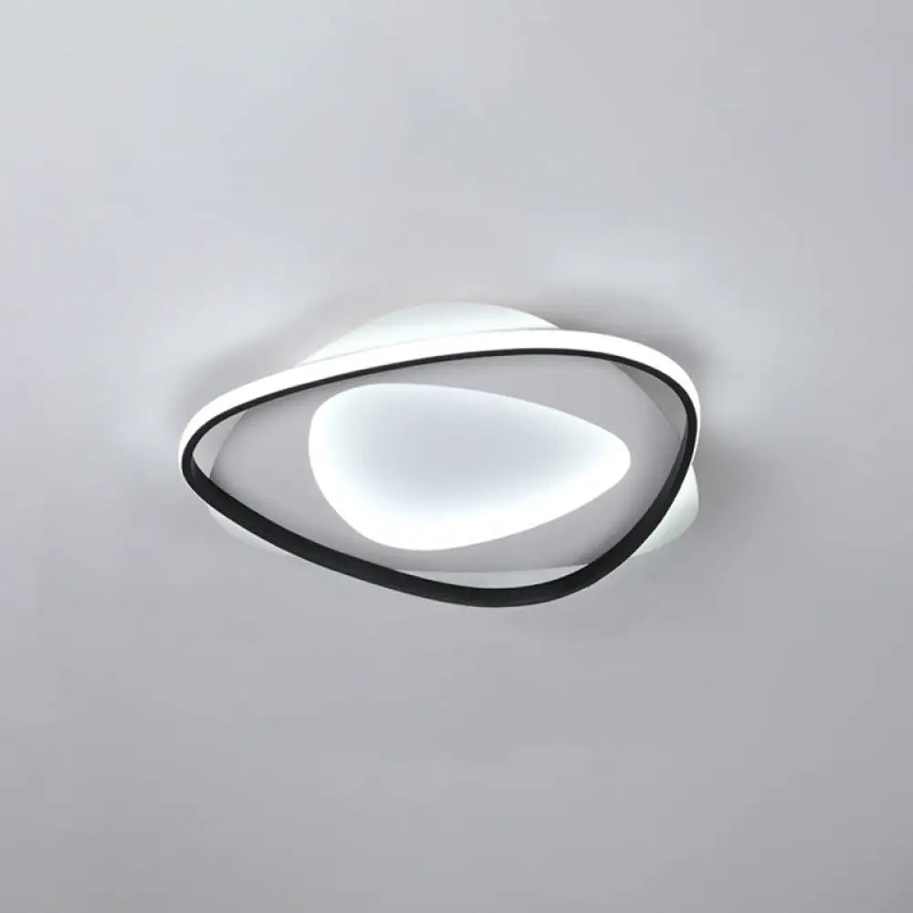 Modern Black Metal Led Triangle Flush Mount Ceiling Light For Bedroom / White 18