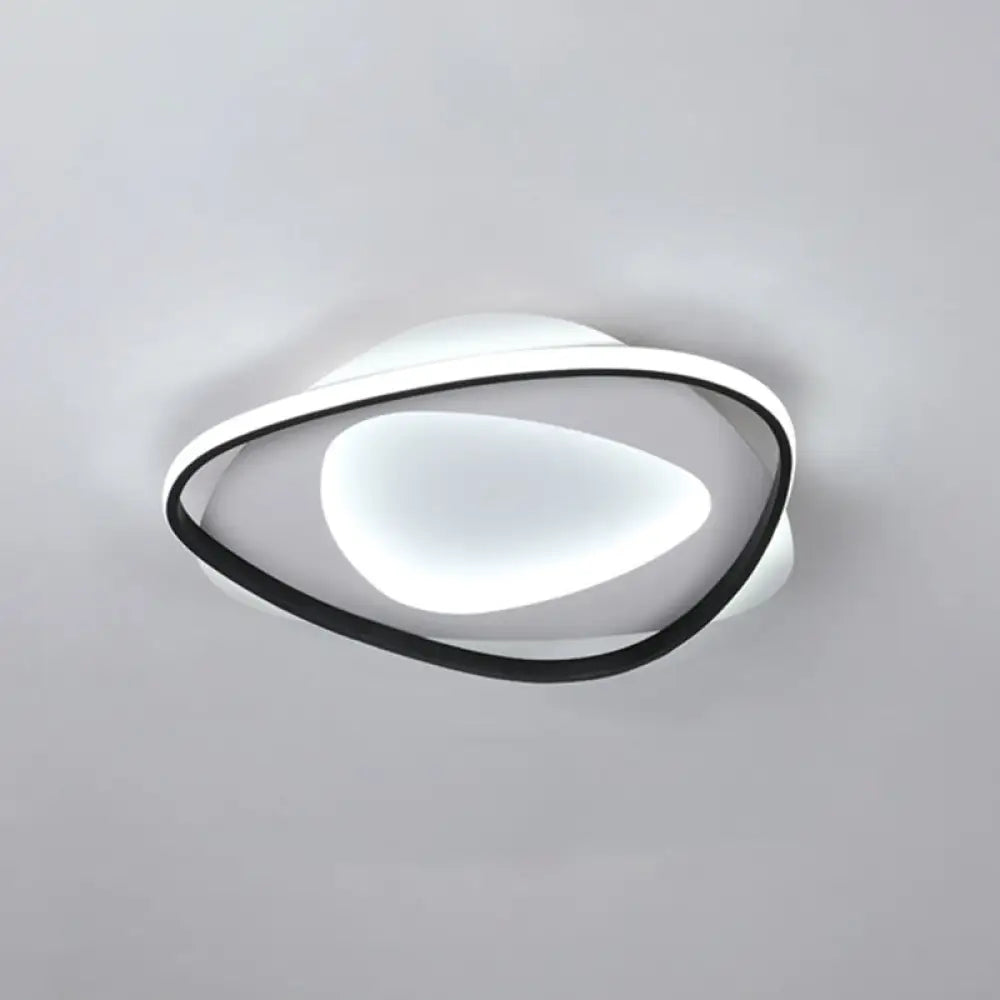 Modern Black Metal Led Triangle Flush Mount Ceiling Light For Bedroom / White 21.5