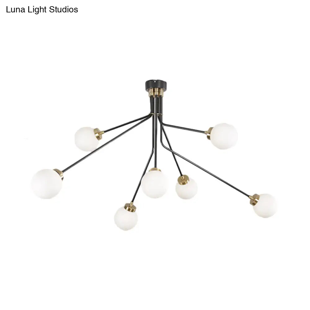 Modern Black Metal Semi Flush Ceiling Lamp - 3/7 Lights Dining Room Lighting Fixture