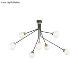 Modern Black Metal Semi Flush Ceiling Lamp - 3/7 Lights Dining Room Lighting Fixture