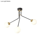 Modern Black Metal Semi Flush Ceiling Lamp - 3/7 Lights Dining Room Lighting Fixture