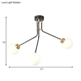 Modern Black Metal Semi Flush Ceiling Lamp - 3/7 Lights Dining Room Lighting Fixture