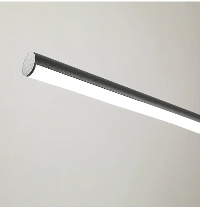 Modern Black Metal Stick And Ring Led Pendant Lamp For Dining Room Island