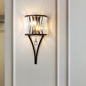 Modern Black Mini Crystal Wall Light Sconce With Hanging Ball