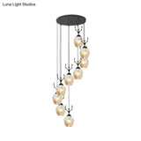 Modern Black Multi-Light Pendant Ceiling Lamp With Glass Shades