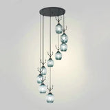Modern Black Multi-Light Pendant Ceiling Lamp With Glass Shades 9 / Blue C