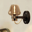 Modern Black Mushroom Wall Sconce With Amber Glass - Bedroom Lighting Fixture