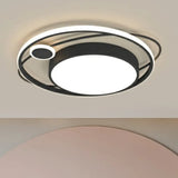Modern Black Nordic Metal Circle Led Flush Mount Light For Bedroom / 23.5’