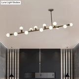 Modern Black Open Bulb Island Light With 7/13 Metal Lights - Simple Ceiling Lamp