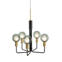 Modern Black Orb Chandelier With Clear/Smoke Grey Glass - 5 Lights Dining Room Ceiling Lamp Smoke