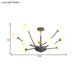 Modern Black Orb Semi Flushmount Light With 10 Bulbs & White Glass – Led Sputnik Ceiling Mount